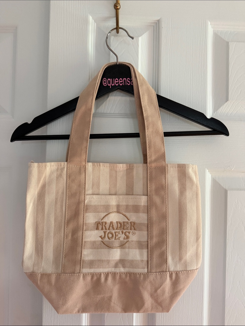 Trader Joe’s Stripped Mini Canvas Tote in Tan